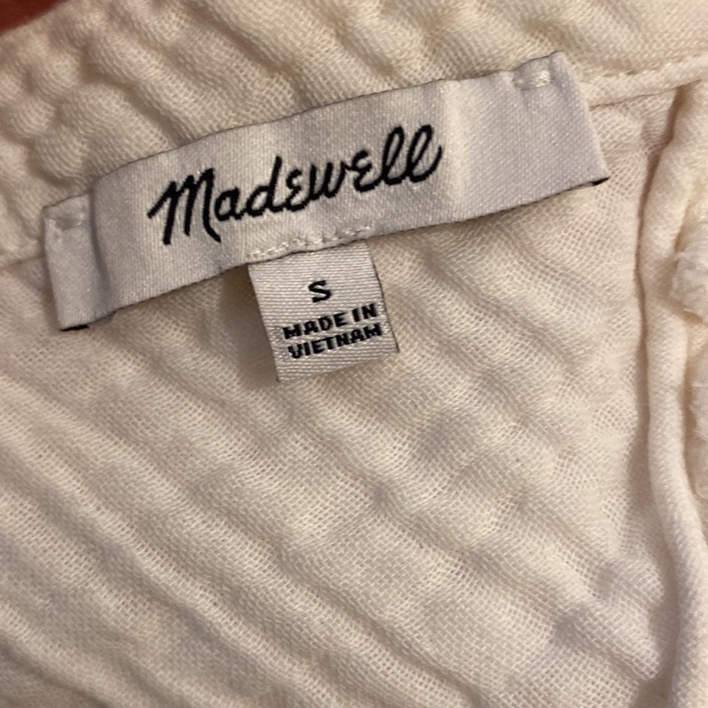 Madewell White Button-Up Short Sleeve Top. Size S. Style NE240 - Picture 5 of 8